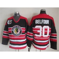 Chicago Blackhawks #30 ED Belfour Red Black 75TH CCM Stitched NHL Jersey
