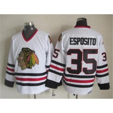 Chicago Blackhawks #35 Tony Esposito CCM White Throwback Stitched NHL Jersey