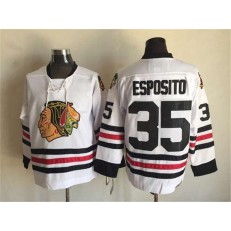 Chicago Blackhawks #35 Tony Esposito White CCM Throwback Stitched NHL Jersey