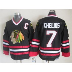 Chicago Blackhawks #7 Chris Chelios Black CCM Throwback Stitched NHL Jersey