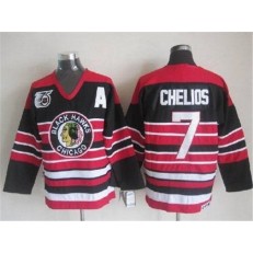 Chicago Blackhawks #7 Chris Chelios Red Black 75TH CCM Stitched NHL Jersey