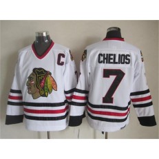 Chicago Blackhawks #7 Chris Chelios White CCM Throwback Stitched NHL Jersey