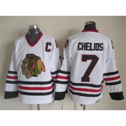 Chicago Blackhawks #7 Chris Chelios White CCM Throwback Stitched NHL Jersey