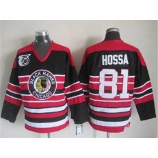 Chicago Blackhawks #81 Marian Hossa Red Black 75TH CCM Stitched NHL Jersey