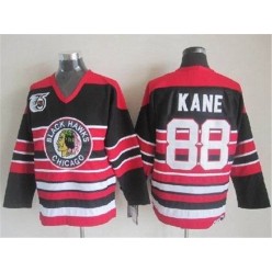 Chicago Blackhawks #88 Patrick Kane Red Black 75TH CCM Stitched NHL Jersey