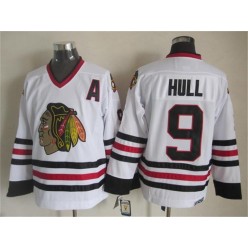 Chicago Blackhawks #9 Bobby Hull CCM White Throwback Stitched NHL Jersey