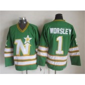 Dallas Stars #1 Gump Worsley Green CCM Throwback Stitched NHL Jersey