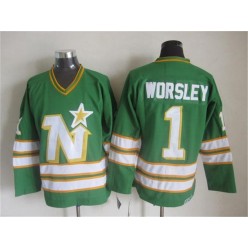 Dallas Stars #1 Gump Worsley Green CCM Throwback Stitched NHL Jersey