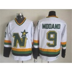 Dallas Stars #9 Mike Modano Stitched White CCM Throwback NHL Jersey