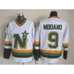 Dallas Stars #9 Mike Modano Stitched White CCM Throwback NHL Jersey