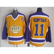 Los Angeles Kings #11 Anze Kopitar Yellow Purple CCM Throwback Stitched NHL Jersey