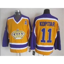 Los Angeles Kings #11 Anze Kopitar Yellow Purple CCM Throwback Stitched NHL Jersey