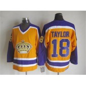 Los Angeles Kings #18 Dave Taylor Yellow Purple CCM Throwback Stitched NHL Jersey