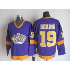 Los Angeles Kings #19 Butch Goring PurpleYellow CCM Throwback Stitched NHL Jersey