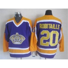 Los Angeles Kings #20 Luc Robitaille Purple Yellow CCM Throwback Stitched NHL Jersey