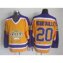 Los Angeles Kings #20 Luc Robitaille Yellow Purple CCM Throwback Stitched NHL Jersey