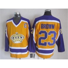 Los Angeles Kings #23 Dustin Brown Yellow Purple CCM Throwback Stitched NHL Jersey
