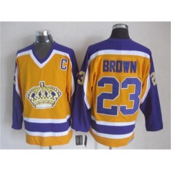 Los Angeles Kings #23 Dustin Brown Yellow Purple CCM Throwback Stitched NHL Jersey