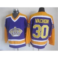 Los Angeles Kings #30 Rogie Vachon Purple Yellow CCM Throwback Stitched NHL Jersey