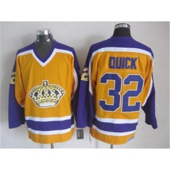 Los Angeles Kings #32 Jonathan Quick Yellow Purple CCM Stitched NHL Jersey