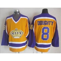 Los Angeles Kings #8 Drew Doughty Yellow Purple CCM Throwback Stitched NHL Jersey