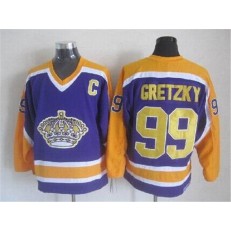 Los Angeles Kings #99 Wayne Gretzky Purple Yellow CCM Throwback Stitched NHL Jersey