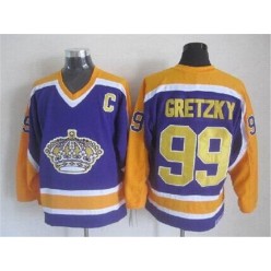 Los Angeles Kings #99 Wayne Gretzky Purple Yellow CCM Throwback Stitched NHL Jersey
