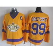 Los Angeles Kings #99 Wayne Gretzky Yellow CCM Throwback Stitched NHL Jersey