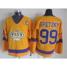 Los Angeles Kings #99 Wayne Gretzky Yellow CCM Throwback Stitched NHL Jersey