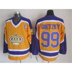 Los Angeles Kings #99 Wayne Gretzky Yellow Purple CCM Throwback Stitched NHL Jersey