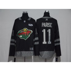 Adidas Minnesota Wild #11 Zach Parise Black 1917-2017 100th Anniversary Stitched NHL Jersey