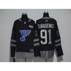 Adidas St. Louis Blues #91 Vladimir Tarasenko Black 1917-2017 100th Anniversary Stitched NHL Jersey