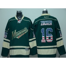 Minnesota Wild #16 Jason Zucker Green USA Flag Fashion Stitched NHL Jersey