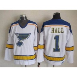 St. Louis Blues #1 Hall White Yellow CCM Throwback Stitched NHL Jersey
