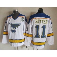 St. Louis Blues #11 Brian Sutter White Yellow CCM Throwback Stitched NHL Jersey
