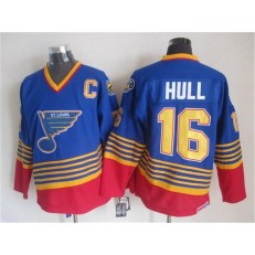St. Louis Blues #16 Brett Hull Light Blue Red CCM Throwback Stitched NHL Jersey