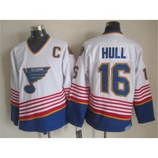 St. Louis Blues #16 Brett Hull White Light Blue CCM Throwback Stitched NHL Jersey