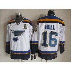 St. Louis Blues #16 Brett Hull White Navy CCM Throwback Stitched NHL Jersey