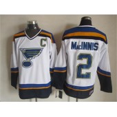 St. Louis Blues #2 Al MacInnis White Navy CCM Throwback Stitched NHL Jersey