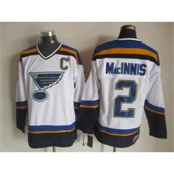 St. Louis Blues #2 Al MacInnis White Navy CCM Throwback Stitched NHL Jersey