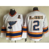 St. Louis Blues #2 Al MacInnis White Yellow CCM Throwback Stitched NHL Jersey