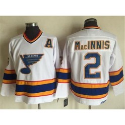 St. Louis Blues #2 Al MacInnis White Yellow CCM Throwback Stitched NHL Jersey