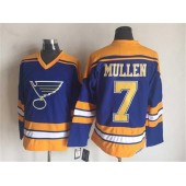 St. Louis Blues #7 Joe Mullen Light Blue Yellow CCM Throwback Stitched NHL Jersey