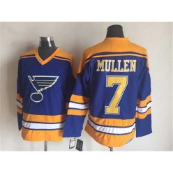 St. Louis Blues #7 Joe Mullen Light Blue Yellow CCM Throwback Stitched NHL Jersey