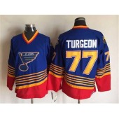 St. Louis Blues #77 Pierre Turgeon Light Blue Red CCM Throwback Stitched NHL Jersey