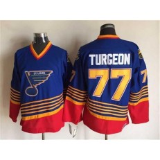 St. Louis Blues #77 Pierre Turgeon Light Blue Red CCM Throwback Stitched NHL Jersey