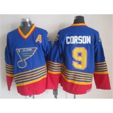 St. Louis Blues #9 Shayne Corson Light Blue Red CCM Throwback Stitched NHL Jersey
