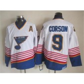 St. Louis Blues #9 Shayne Corson White Light Blue CCM Throwback Stitched NHL Jersey