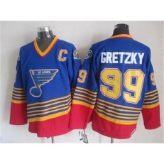 St. Louis Blues #99 Wayne Gretzky Light Blue Red CCM Throwback Stitched NHL Jersey