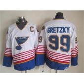 St. Louis Blues #99 Wayne Gretzky White Light Blue CCM Throwback Stitched NHL Jersey